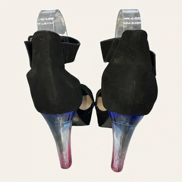 Qupid PLATFORM HEELS OMBRE COLORS HEELS BLACK VELVET SIZE 8 ANKLE STRAP‎ - Picture 5 of 10